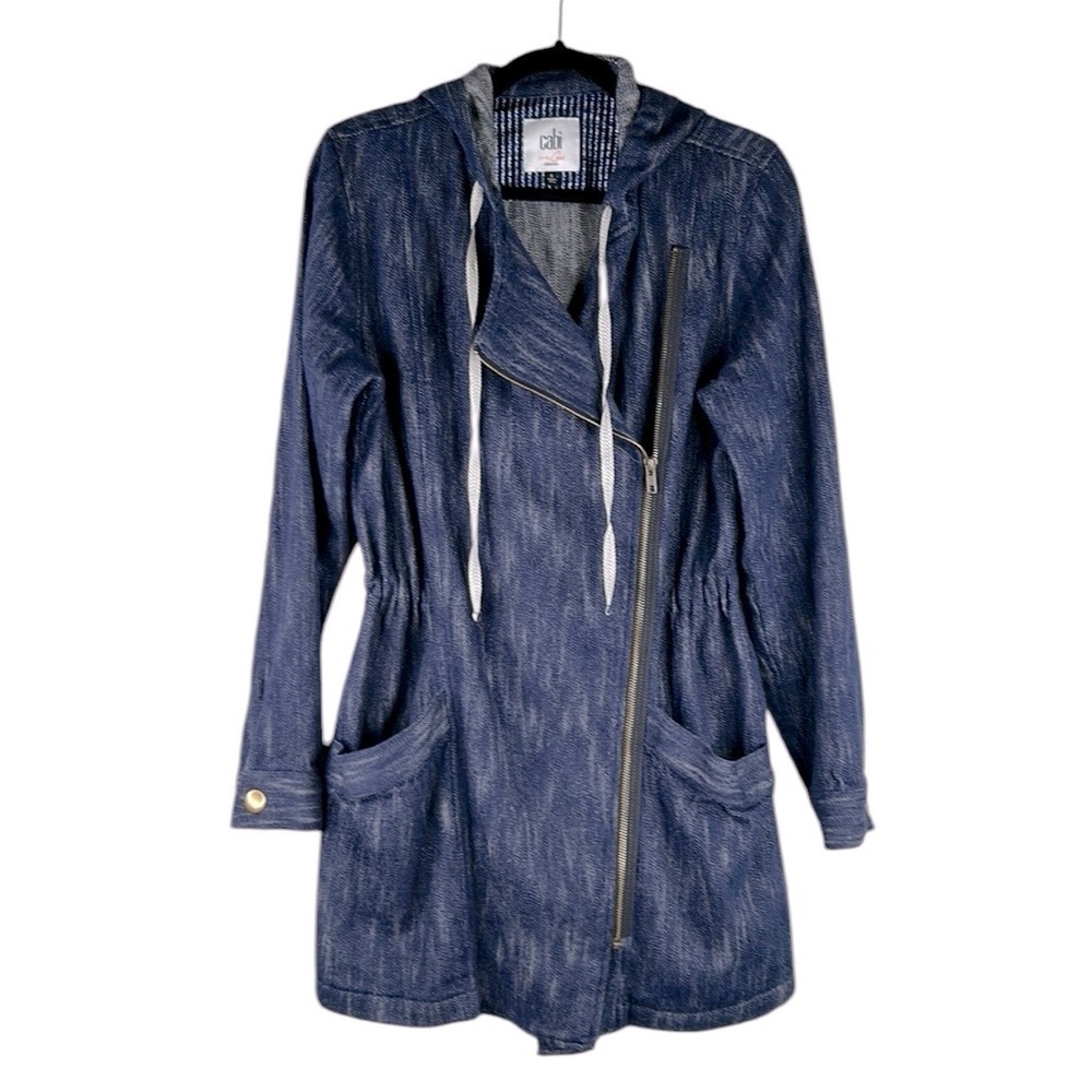Cabi Blue 100% Cotton Long Sleeve Coastal Classic Zip Down Hoodie Jacket Size S
